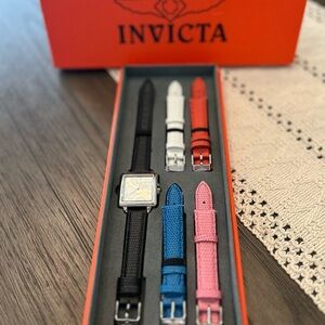 Invicta Watch Set with Black, White, Red, Blue, Pink Straps